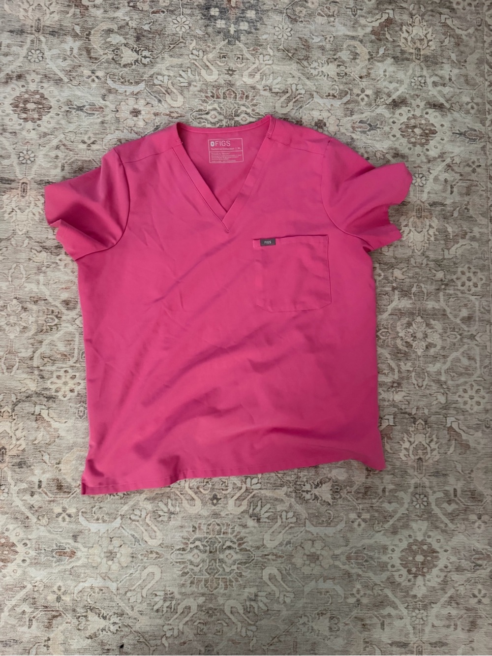 Figs Women's Short Sleeve V-Neck Scrub Top in Hot Pink